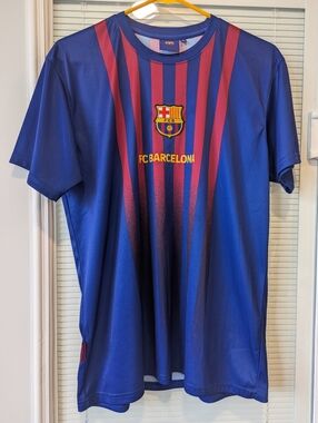FC Barcelona Men's Soccer Futbol Medium Blue Red Barca Jersey Shirt Short Sleeve